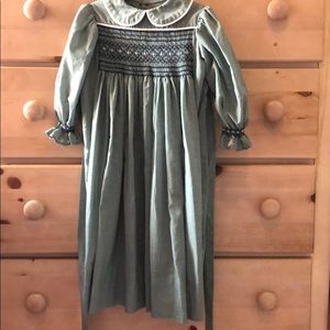 Vintage smocked dress size 4 green & white checker